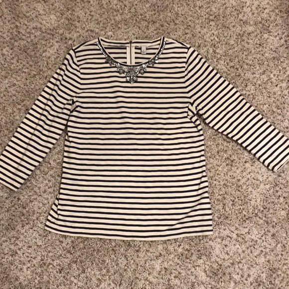 J Crew - Long Sleeve Tee with Jewel Collar - Picture 5 of 12